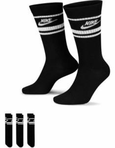 ナイキ メンズ 靴下 アンダーウェア Nike Sportswear Everyday Essential 3 pack socks in black/white Black