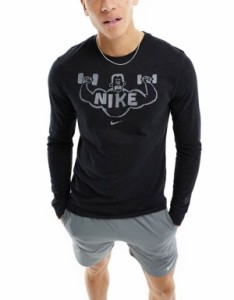 ナイキ メンズ Tシャツ トップス Nike Training Dri-Fit Slib GFX long sleeved t-shirt in black Black