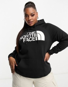 ノースフェイス レディース パーカー・スウェット アウター The North Face Plus Half Dome front chest logo hoodie in black and white