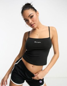 チャンピオン レディース シャツ トップス Champion Everyday cropped cami top in black Black