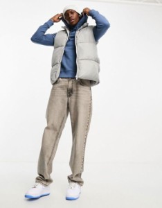 エイソス メンズ タンクトップ トップス ASOS DESIGN puffer gilet in grey Gray