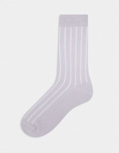 エイソス メンズ 靴下 アンダーウェア ASOS DESIGN ribbed sock in gray Gray
