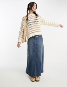 エイソス レディース カーディガン アウター ASOS DESIGN sweater with open stitch in textured yarn in cream Cream