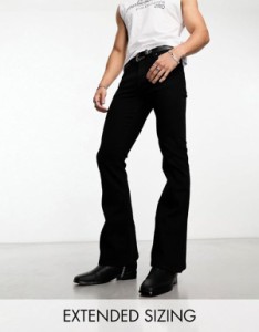 エイソス メンズ デニムパンツ ボトムス ASOS DESIGN stretch flare jeans in black Black