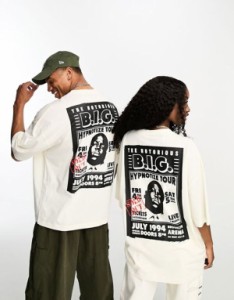 エイソス レディース Tシャツ トップス ASOS DESIGN unisex oversized T-shirt with Biggie Smalls print in off white Off-white