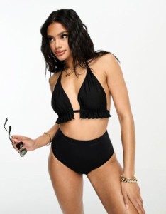 エイソス レディース ボトムスのみ 水着 ASOS DESIGN mix and match high waist bikini bottom in black Black