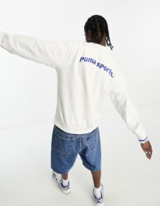 プーマ メンズ パーカー・スウェット アウター Puma Team left chest logo sweatshirt in white WHITE