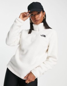 ノースフェイス レディース パーカー・スウェット アウター The North Face hispare 1/4 zip fleece in white WHITE