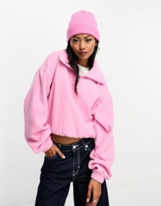 ノースフェイス レディース パーカー・スウェット アウター The North Face Glacier 1/4 zip wide neck fleece in pink Exclusive at ASO