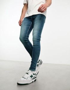 エイソス メンズ デニムパンツ ボトムス ASOS DESIGN power stretch jeans in mid wash blue Midwash Blue