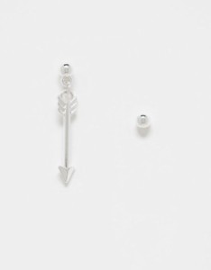 エイソス メンズ ピアス・イヤリング アクセサリー ASOS DESIGN stud and drop earrings with arrow pendant in real silver plate SILVE