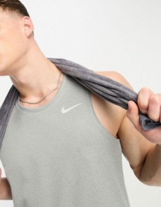 ナイキ メンズ タンクトップ トップス Nike Running Dri-FIT Miler tank in gray Gray