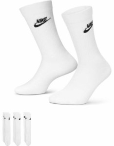 ナイキ レディース 靴下 アンダーウェア Nike 3 pack crew socks in white WHITE