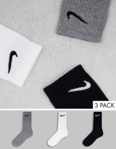 ナイキ レディース 靴下 アンダーウェア Nike Everyday Lightweight 3 pack socks in gray multi Multi