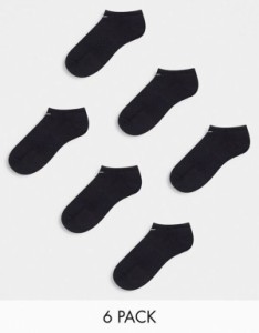 ナイキ レディース 靴下 アンダーウェア Nike Everyday Cushioned 6 pack sneakers socks in black Black