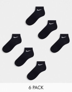 ナイキ レディース 靴下 アンダーウェア Nike Everyday Cushioned 6 pack ankle socks in black Black