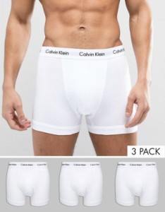 カルバンクライン メンズ トランクス アンダーウェア Calvin Klein Cotton Stretch 3-pack trunks in white White