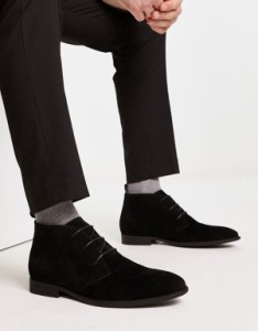 エイソス メンズ ブーツ・レインブーツ シューズ ASOS DESIGN chukka boots in black faux suede Black