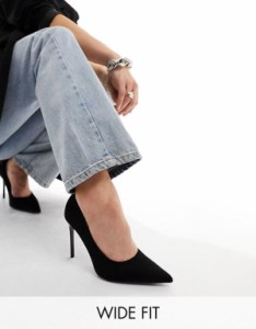 エイソス レディース パンプス シューズ ASOS DESIGN Wide Fit Paphos pointed high heel pumps in black Black micro