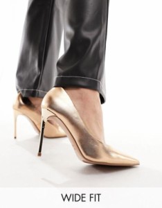 エイソス レディース パンプス シューズ ASOS DESIGN Wide Fit Paphos pointed high heeled pumps in rose gold Rose gold