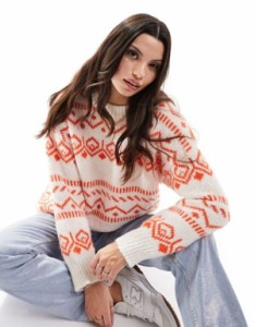 エイソス レディース ニット・セーター アウター ASOS DESIGN oversized sweater in fairisle pattern in cream Cream