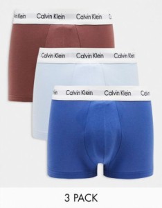 カルバンクライン メンズ トランクス アンダーウェア Calvin Klein 3-pack briefs in blue, light blue and rust Multi