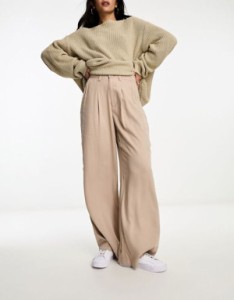 エイソス レディース カジュアルパンツ ボトムス ASOS DESIGN dad pants in taupe Taupe