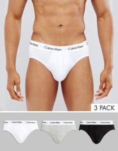 カルバンクライン メンズ ブリーフパンツ アンダーウェア Calvin Klein 3-pack briefs in black, white and gray Black/White/Gray