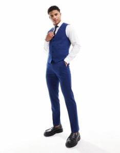 エイソス メンズ カジュアルパンツ ボトムス ASOS DESIGN slim suit pants in dark blue BLUE
