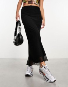 エイソス レディース スカート ボトムス ASOS DESIGN mesh midi skirt in black Black