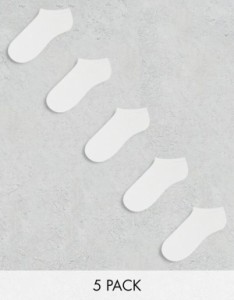 エイソス レディース 靴下 アンダーウェア ASOS DESIGN 5 pack sneaker socks in white white