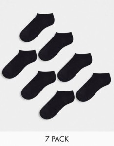 エイソス レディース 靴下 アンダーウェア ASOS DESIGN 7 pack sneakers socks in black Black