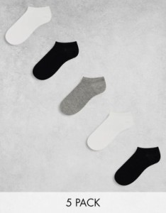 エイソス レディース 靴下 アンダーウェア ASOS DESIGN 5 pack sneaker socks in multi Multi
