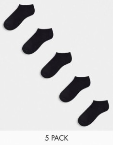 エイソス レディース 靴下 アンダーウェア ASOS DESIGN 5 pack sneakers socks in black Black