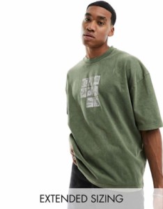 エイソス メンズ Tシャツ トップス ASOS DESIGN oversized premium T-shirt in washed green GREEN