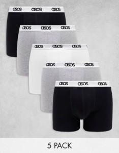 エイソス メンズ トランクス アンダーウェア ASOS DESIGN 5-pack boxer briefs with branded waistband Multi