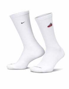 ナイキ メンズ 靴下 アンダーウェア Nike Everyday Plus Cushioned 1 pack crew socks in white Black