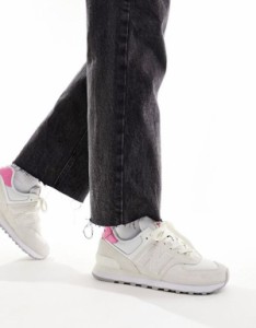 ニューバランス レディース スニーカー シューズ New Balance 574 sneakers in cream with pink details CREAM