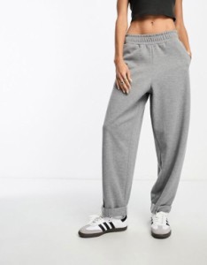 エイソス レディース カジュアルパンツ ボトムス ASOS DESIGN scuba turn back hem sweatpants in charcoal heather Charcoal marl