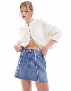 リーバイス レディース スカート ボトムス Levi's Recrafted icon denim skirt in mid blue BLUE