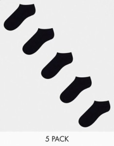 エイソス メンズ 靴下 アンダーウェア ASOS DESIGN 5 pack sneakers socks in black Black