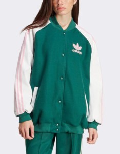 アディダス レディース ジャケット・ブルゾン アウター adidas Originals Superstar varsity jacket with pink detail in collegiate gre