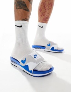 ナイキ メンズ サンダル シューズ Nke Air Max 1 slides in white and blue MID BLUE