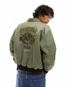 ゲス メンズ ジャケット・ブルゾン アウター Guess Originals crest nylon jacket in khaki OLIVE MORNING