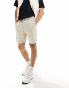 エイソス メンズ ハーフパンツ・ショーツ ボトムス ASOS DESIGN slim regular length chino shorts in stone STONE