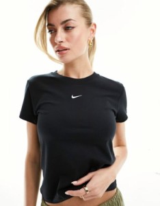ナイキ レディース Tシャツ トップス Nike fitted baby T-shirt in black Black