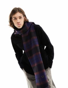 フレッドペリー メンズ マフラー・ストール・スカーフ アクセサリー Fred Perry tartan wool scarf in blue BLUE