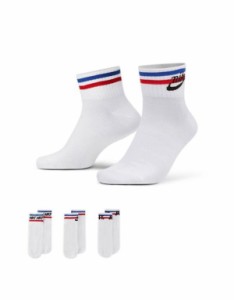 ナイキ メンズ 靴下 アンダーウェア Nike Everyday Essential 3 pack ankle socks in black & white WHITE