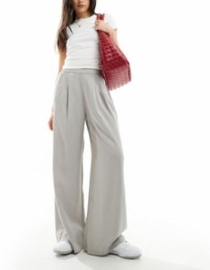 エイソス レディース カジュアルパンツ ボトムス ASOS DESIGN wide leg pants in gray Gray