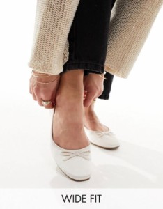 エイソス レディース パンプス シューズ ASOS DESIGN Wide Fit Lullaby basic bow ballet flats in ivory IVORY